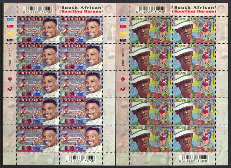 RSA - Set of 10 Full Sheets of 10 - 2001 - MNH