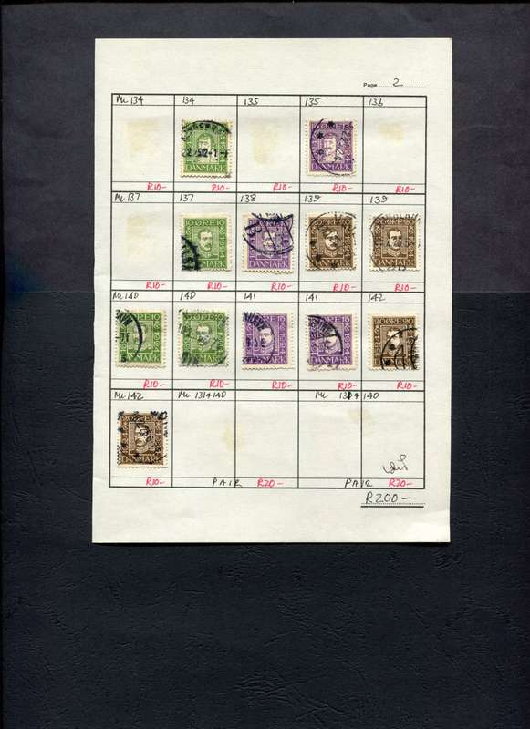 Denmark - 12 Stamps Mounted (Hinged) on Approval Page