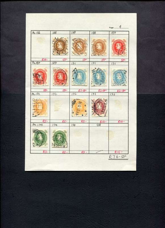 Denmark - 14 Stamps Mounted (Hinged) on Approval Page