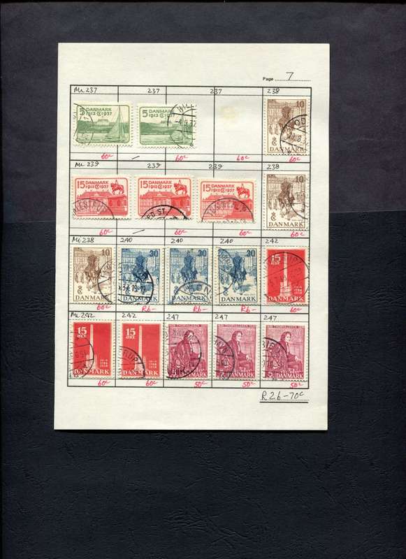 Denmark - 17 Stamps Mounted (Hinged) on Approval Page