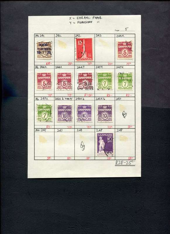 Denmark - 13 Stamps Mounted (Hinged) on Approval Page