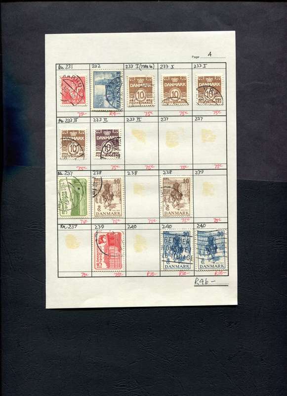 Denmark - 13 Stamps Mounted (Hinged) on Approval Page