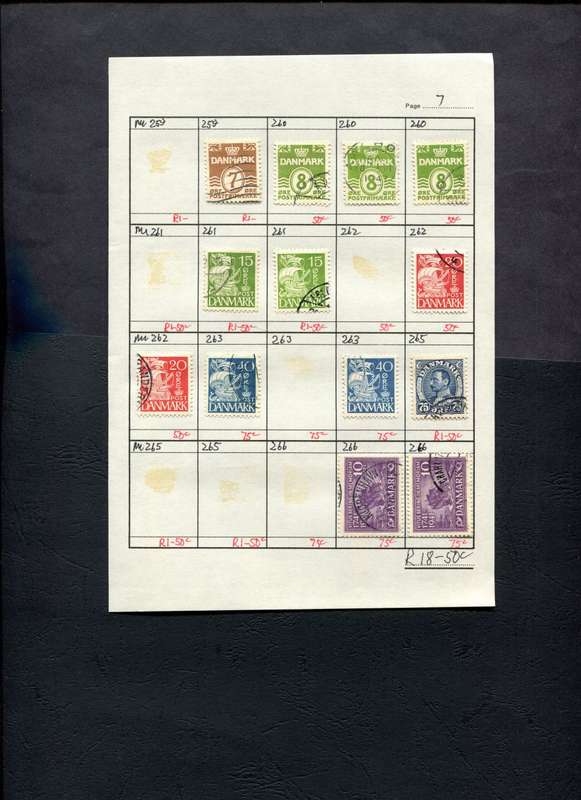 Denmark - 13 Stamps Mounted (Hinged) on Approval Page