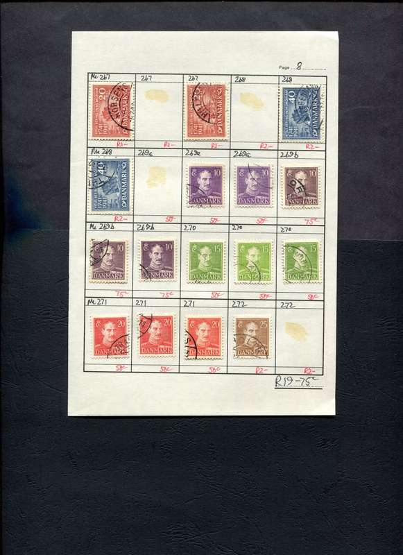 Denmark - 16 Stamps Mounted (Hinged) on Approval Page