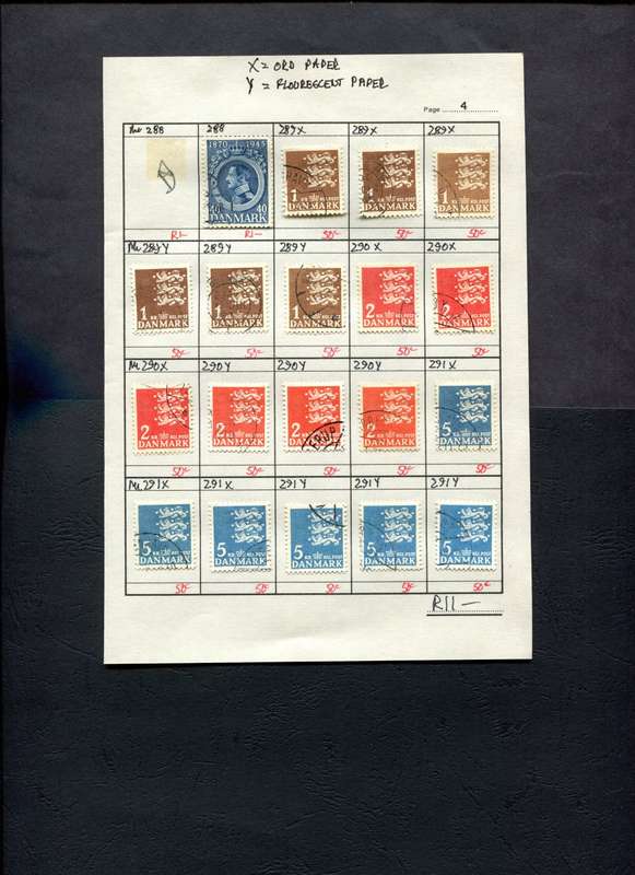Denmark - 19 Stamps Mounted (Hinged) on Approval Page