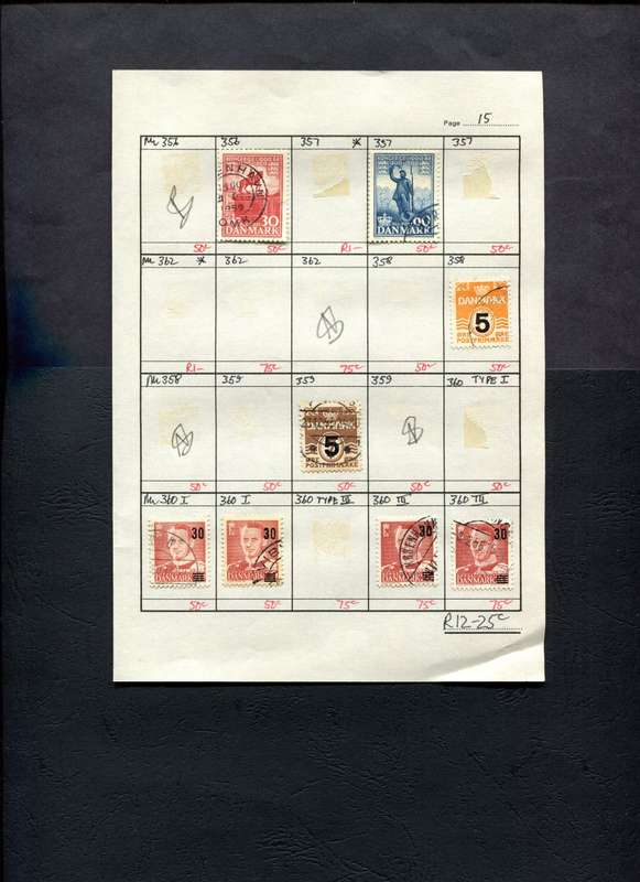 Denmark - 8 Stamps Mounted (Hinged) on Approval Page