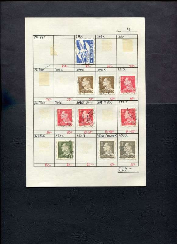 Denmark - 10 Stamps Mounted (Hinged) on Approval Page