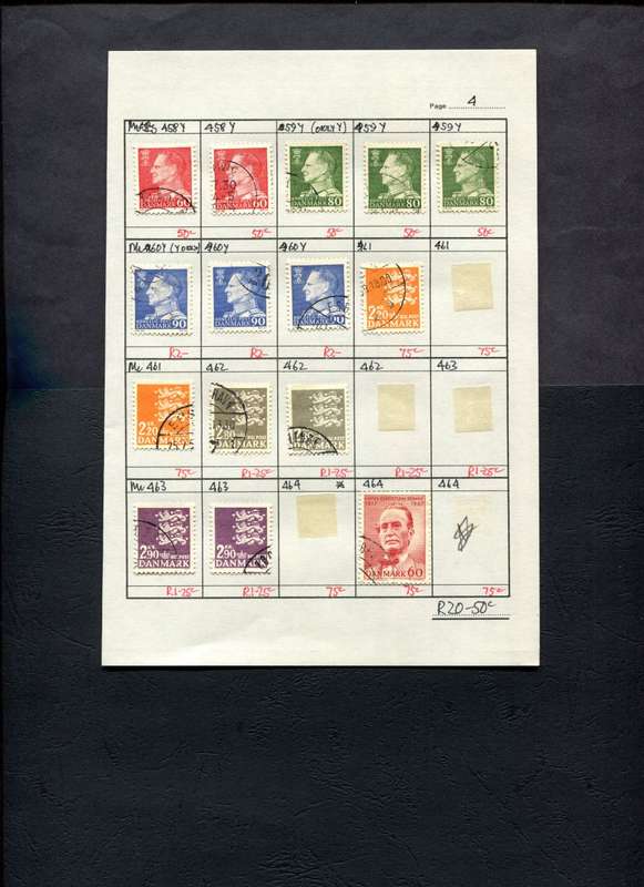 Denmark - 15 Stamps Mounted (Hinged) on Approval Page