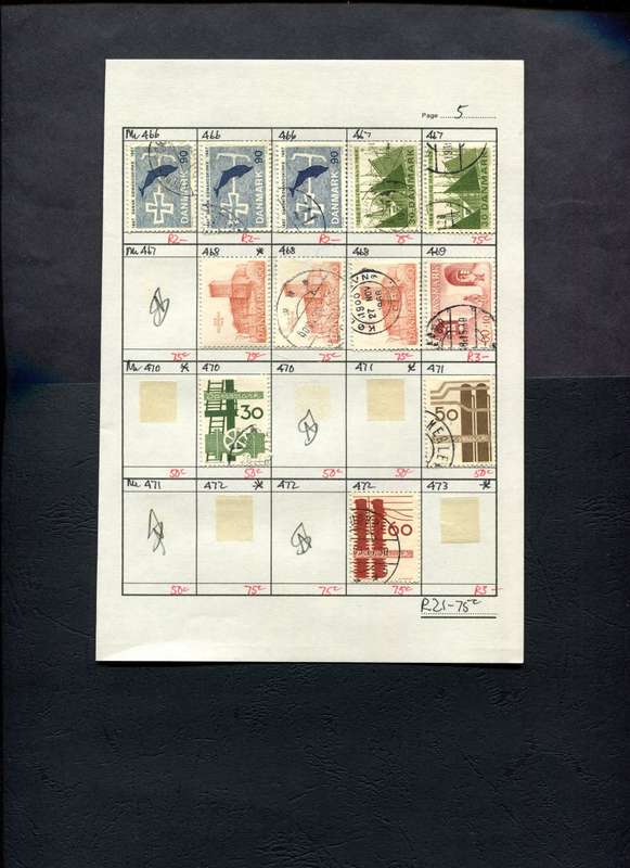 Denmark - 12 Stamps Mounted (Hinged) on Approval Page