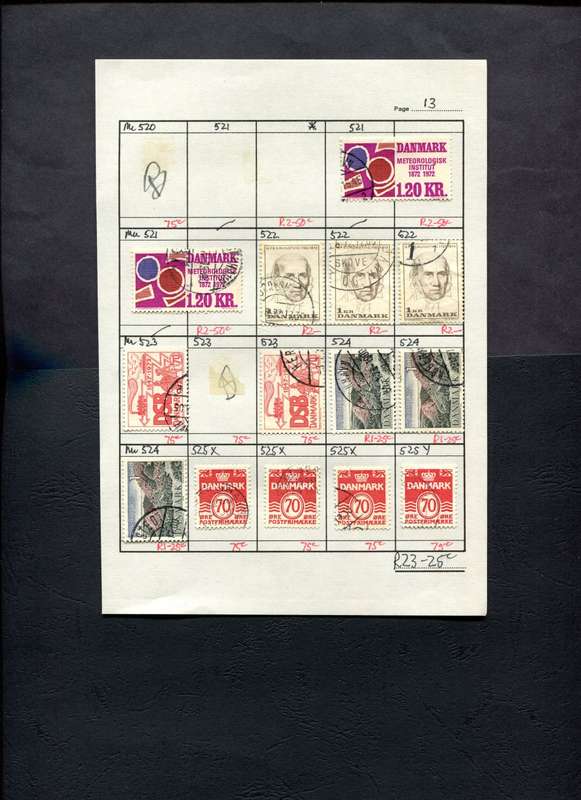 Denmark - 14 Stamps Mounted (Hinged) on Approval Page