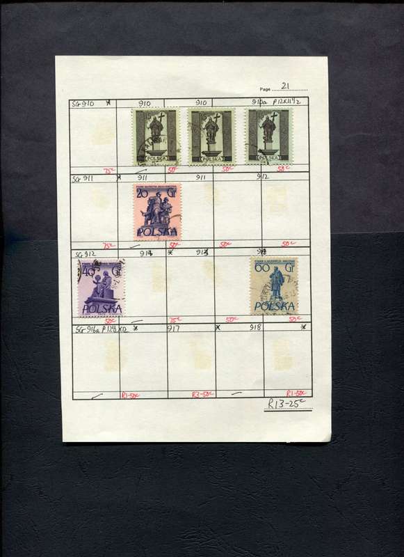 Poland - 6 Stamps Mounted (Hinged) on Approval Page