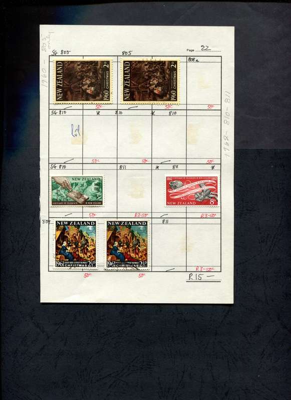 New Zealand - 6 Stamps Mounted (Hinged) on Approval Page