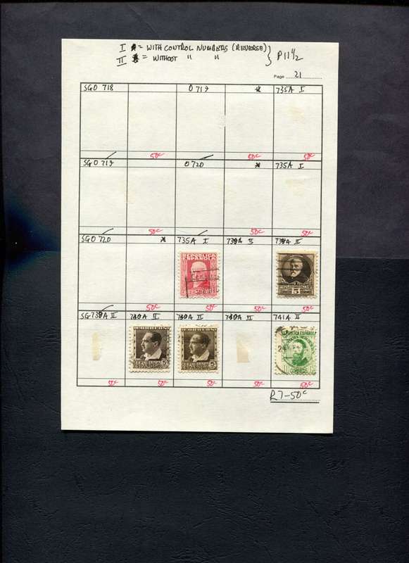 Spain - 5 Stamps Mounted (Hinged) on Approval Page
