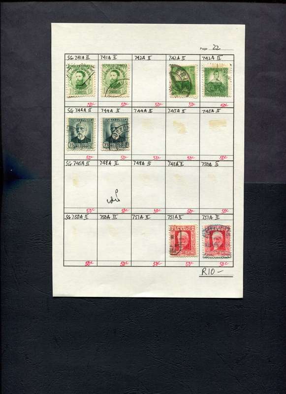 Spain - 8 Stamps Mounted (Hinged) on Approval Page