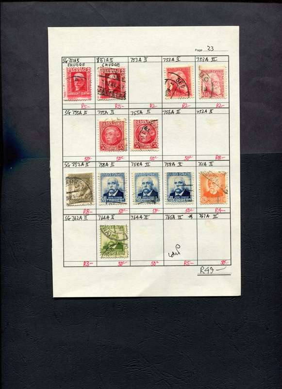 Spain - 12 Stamps Mounted (Hinged) on Approval Page