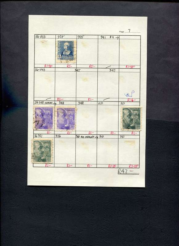 Spain - 5 Stamps Mounted (Hinged) on Approval Page