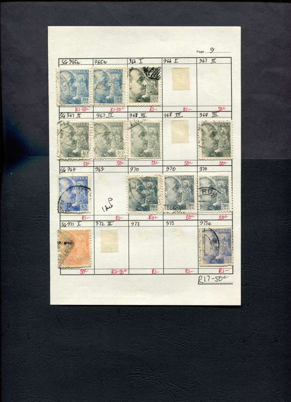 Spain - 13 Stamps Mounted (Hinged) on Approval Page