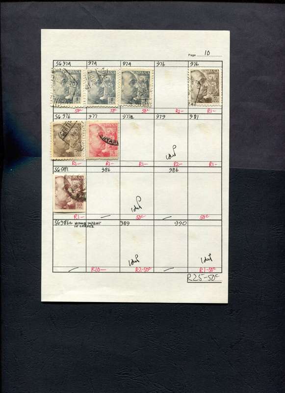 Spain - 7 Stamps Mounted (Hinged) on Approval Page
