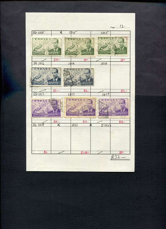 Spain - 8 Stamps Mounted (Hinged) on Approval Page