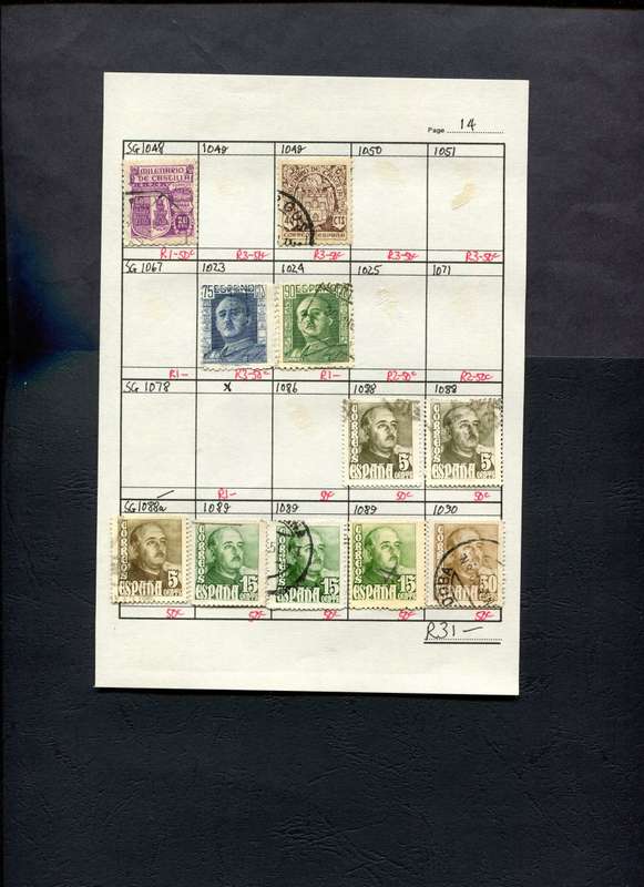 Spain - 11 Stamps Mounted (Hinged) on Approval Page