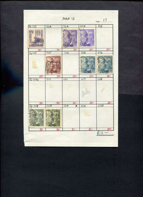 Spain - 8 Stamps Mounted (Hinged) on Approval Page