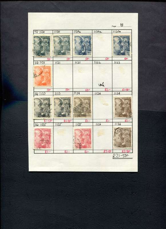 Spain - 12 Stamps Mounted (Hinged) on Approval Page