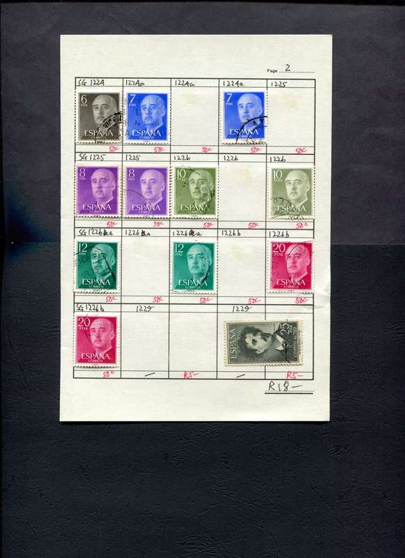 Spain - 12 Stamps Mounted (Hinged) on Approval Page