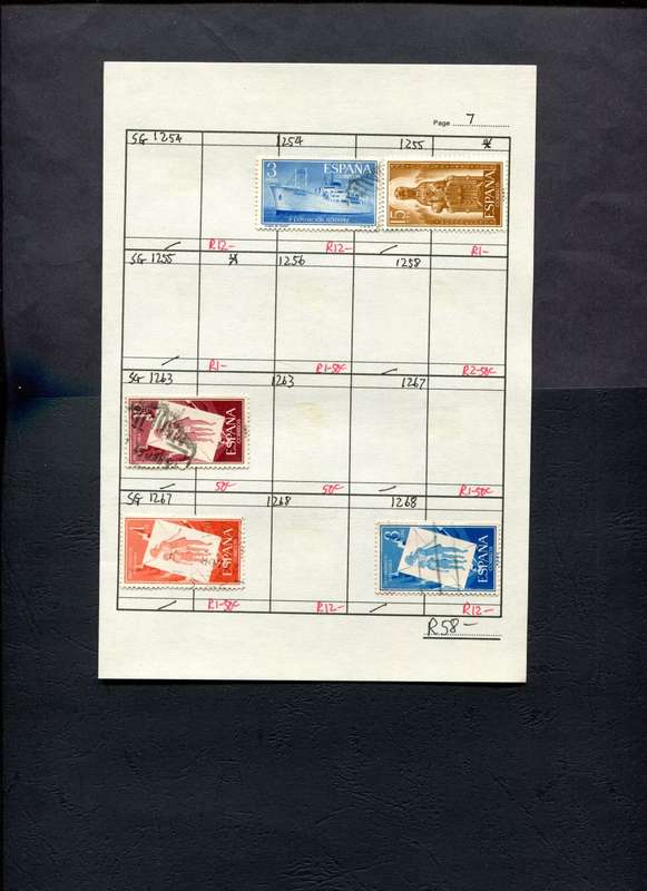 Spain - 5 Stamps Mounted (Hinged) on Approval Page