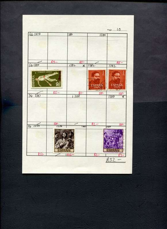 Spain - 5 Stamps Mounted (Hinged) on Approval Page