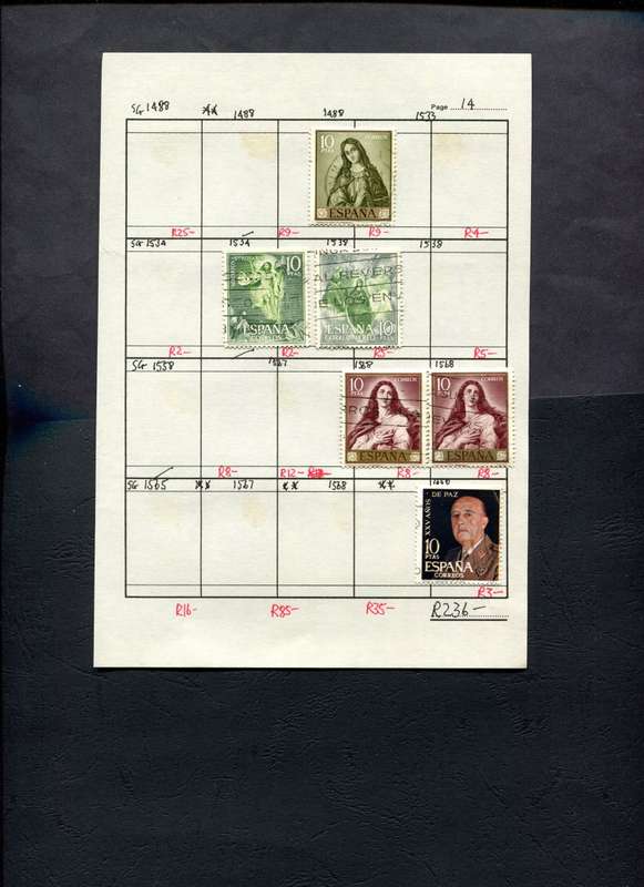 Spain - 6 Stamps Mounted (Hinged) on Approval Page