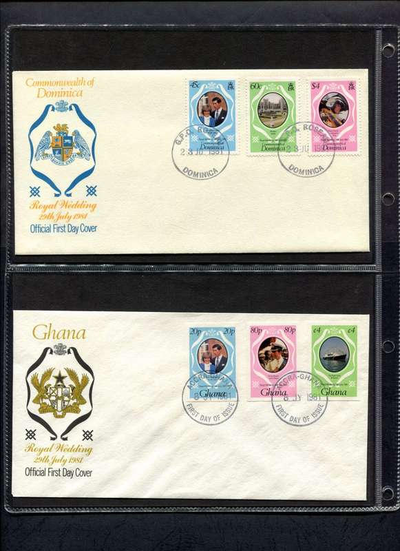 1981 Royal Wedding - Over 160 FDC's in 3 Different size/colour albums - Some Variety's Noted