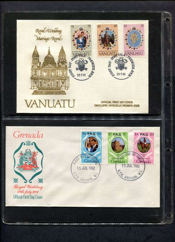 1981 Royal Wedding - Over 160 FDC's in 3 Different size/colour albums - Some Variety's Noted