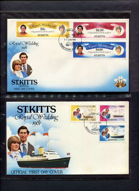 1981 Royal Wedding - Over 160 FDC's in 3 Different size/colour albums - Some Variety's Noted