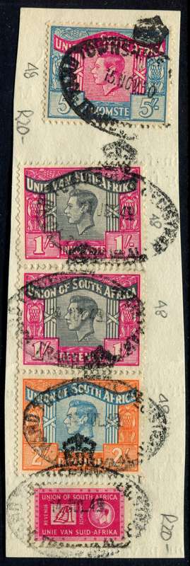Union of SA -1943/46 and 1946/52 - Used on Piece - 5/- Language Error
