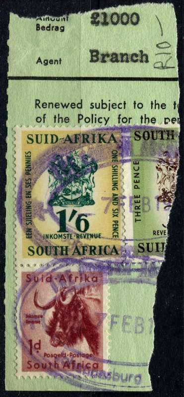 Union of SA - 1954/60 - Used on Piece