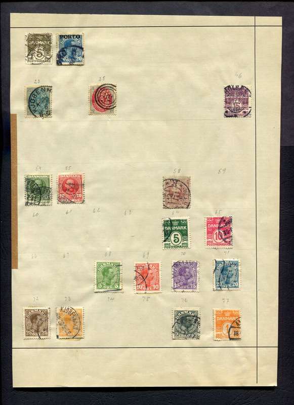 Denmark - 18 Stamps Mounted on Old Album Page