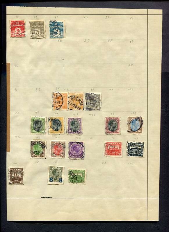 Denmark - 19 Stamps Mounted on Old Album Page