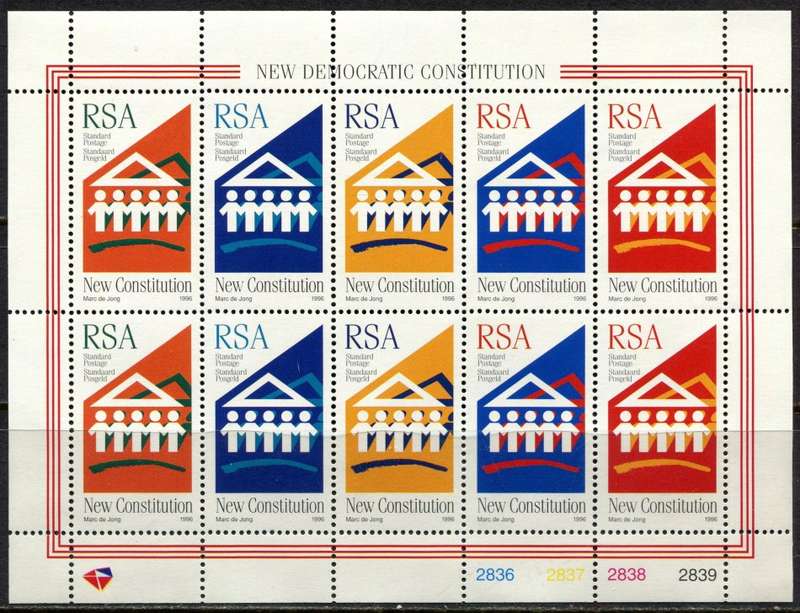 RSA - 1 Full Sheet of 10 - 1996 - MNH