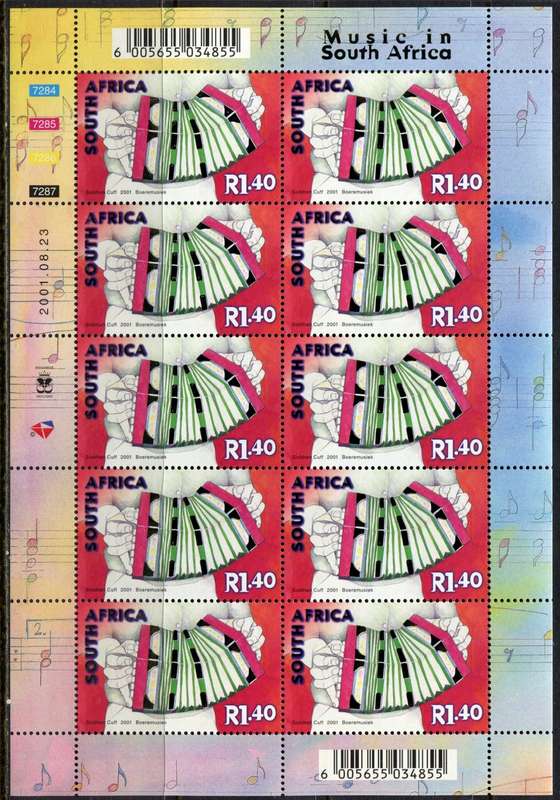 RSA - Set of 5 Full Sheets of 10 - 2001 - MNH