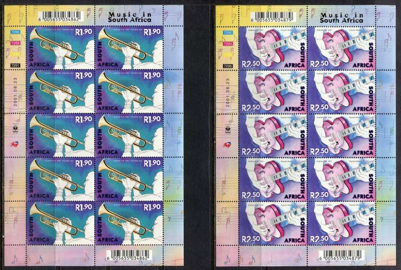RSA - Set of 5 Full Sheets of 10 - 2001 - MNH