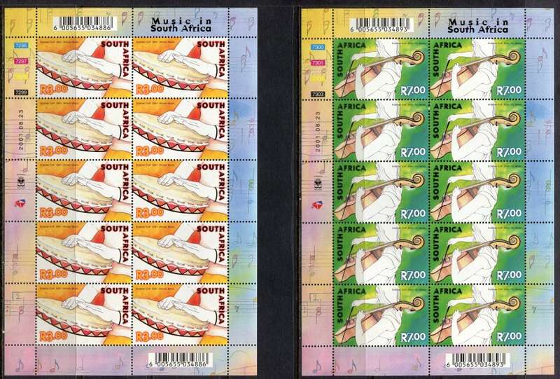 RSA - Set of 5 Full Sheets of 10 - 2001 - MNH