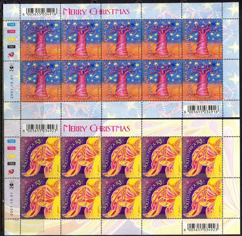 RSA - Set of 2 Full Sheets of 10 - 2001 - MNH