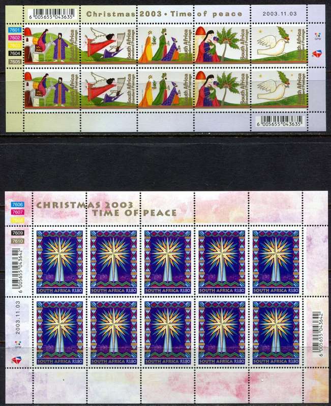 RSA - Set of 2 Full Sheets of 10 - 2003 - MNH