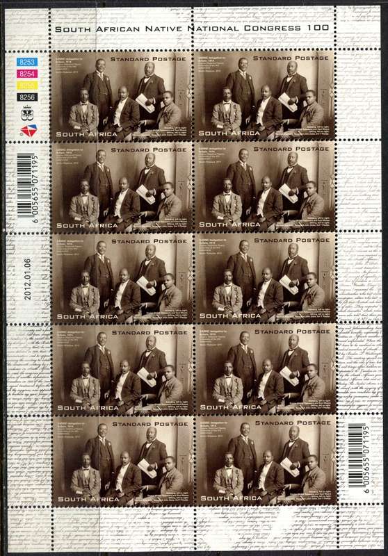RSA - 1 Full Sheet of 10 - 2012 - MNH