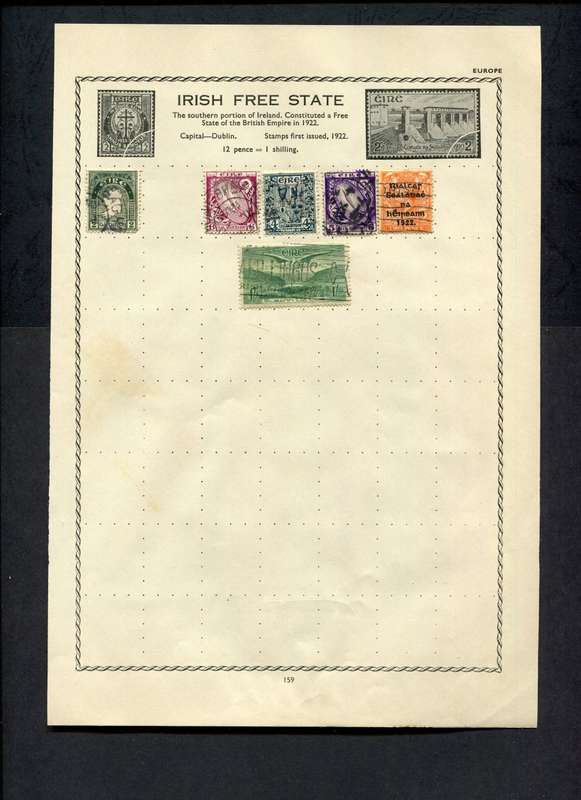 Ireland - 6 Stamps Mounted on Old Album Page