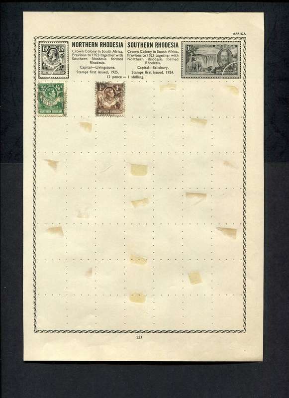 Northern Rhodesia - 2 Stamps Mounted on Old Album Page