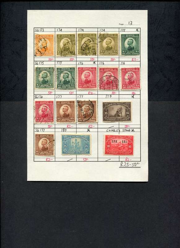 Yugoslavia - 17 Stamps Mounted (Hinged) on Approval Page