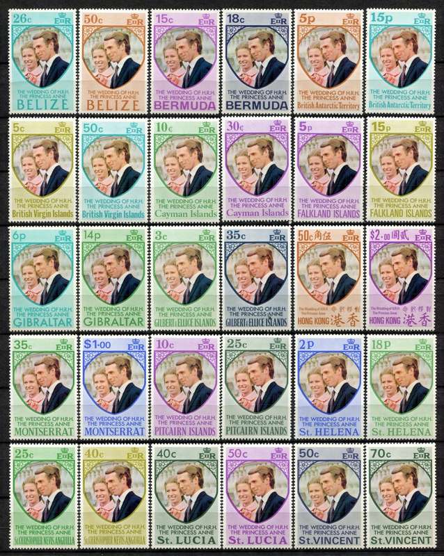 1973 Royal Wedding - 38 Stamps - Part Omnibus - MNH