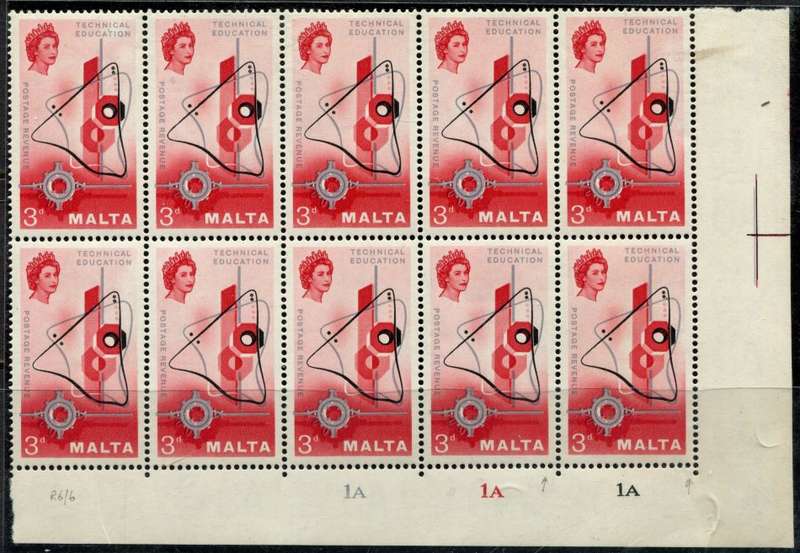 Malta - Control Block of 10 With Minor Variety - 1958 - MM