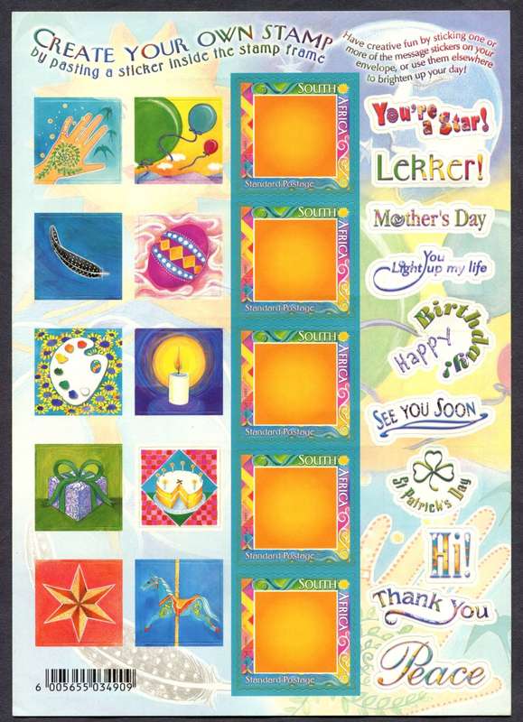 RSA - 1 Full Sheet of 10 (5 Stamps a Side) + Labeles - 2001 - MNH